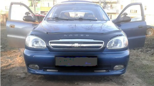 Дефлектор капота (мухобойка) Chevrolet Lanos  с 2005 г.в. ( с решеткой радиатора) (Шевролет Ланос) Вип Тюнинг